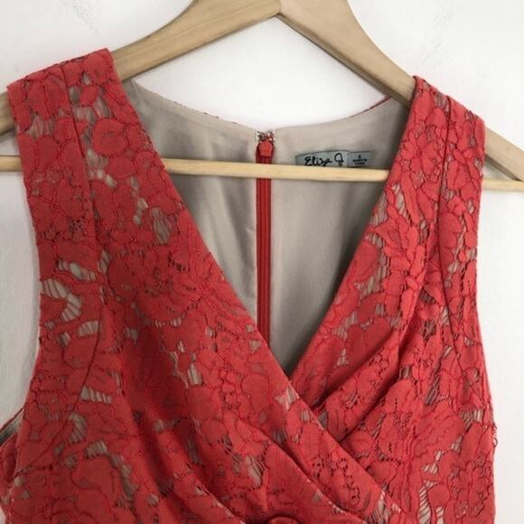 Eliza J Coral Lace Sleeveless Fit Flare Dress Size 6 - Picture 6 of 16